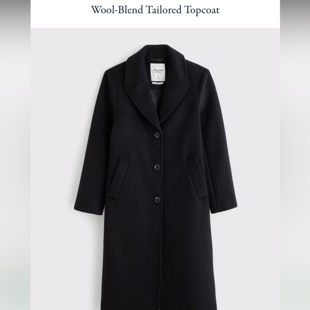 Abercrombie & Fitch Black Wool-Blend Long Topcoat